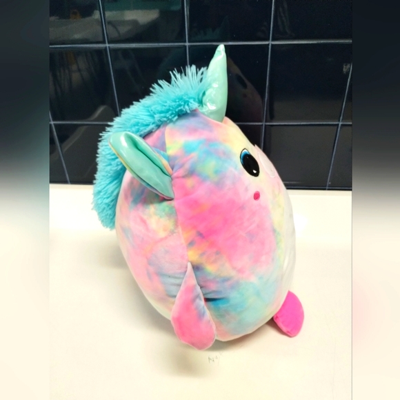 Hug Fun Tie dye unicorn Pegasus pony round squishy plush stuffed animal fairy co - Picture 4 of 14